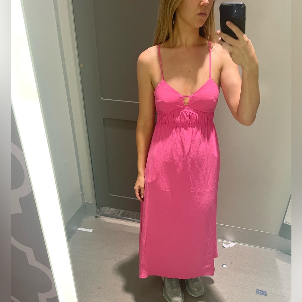 A New Day Pink Midi Dress with Empire Waist